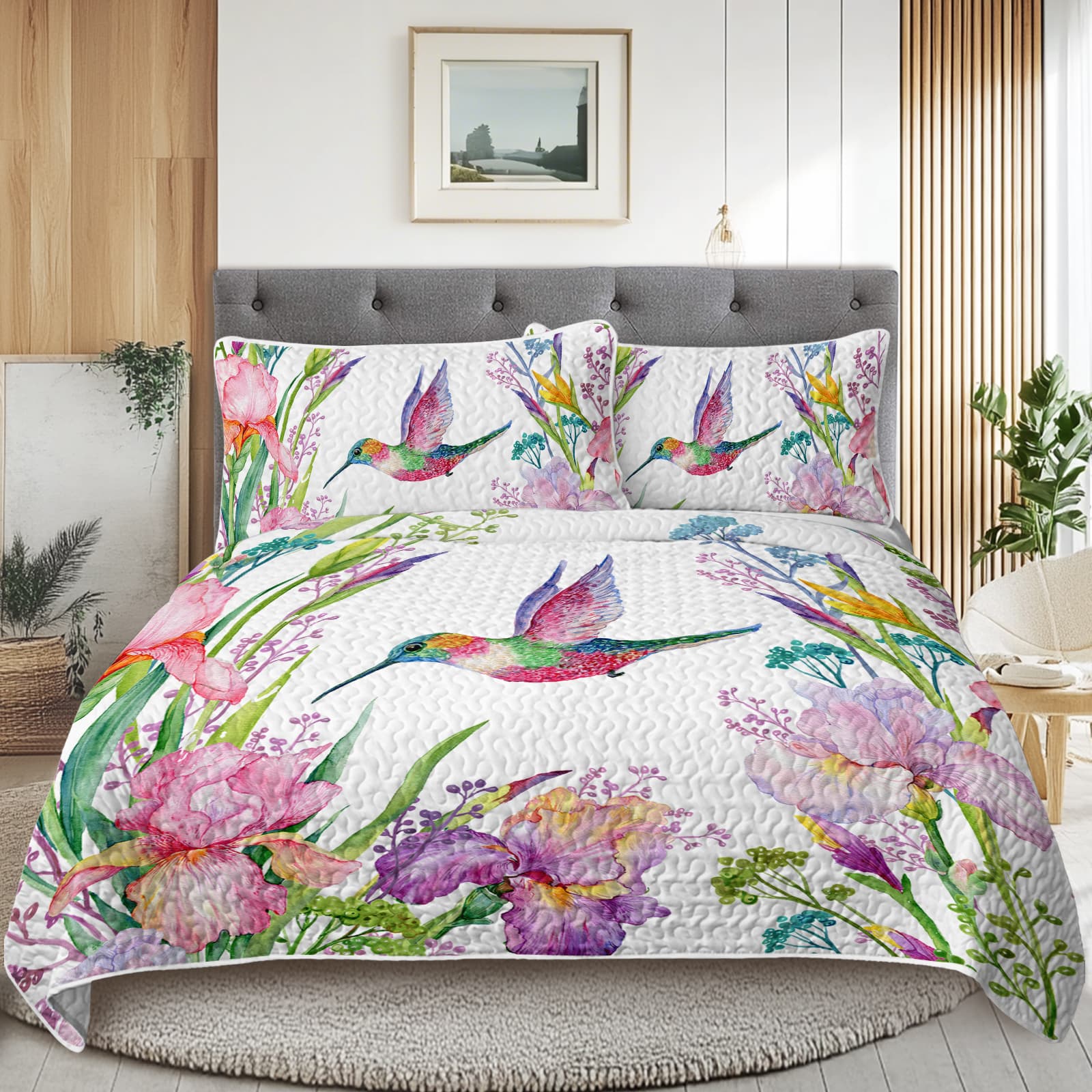 Watercolor Hummingbird Quilt Set