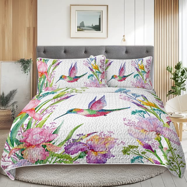 Watercolor Hummingbird Quilt Set